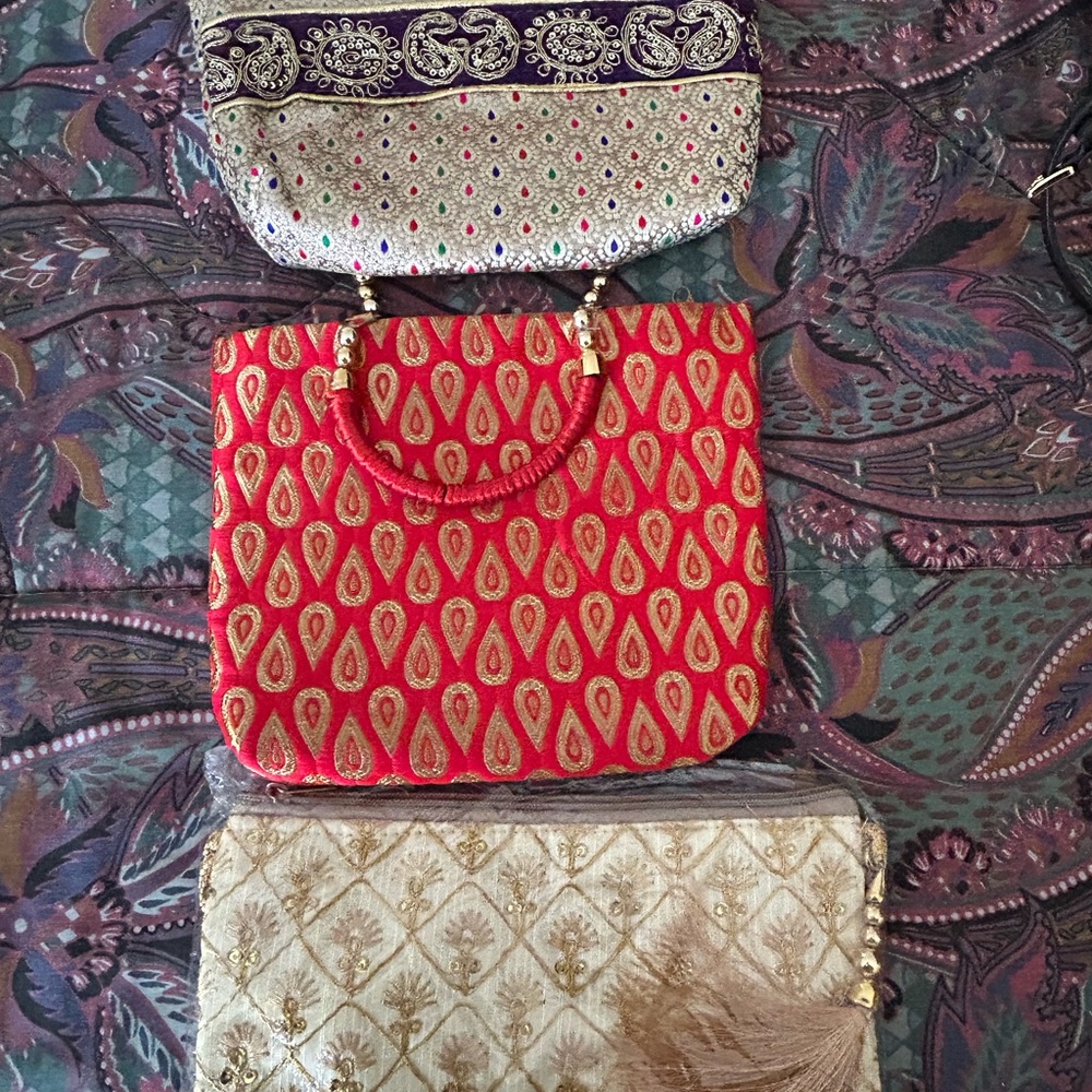 Elegant Red and Gold Women's Handbag